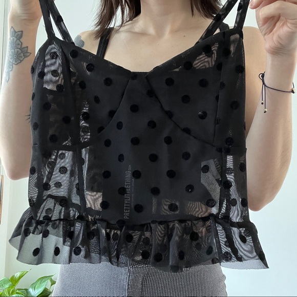❤️ NWT Sheer Black PrettyLittleThing Cami - Picture 3 of 4